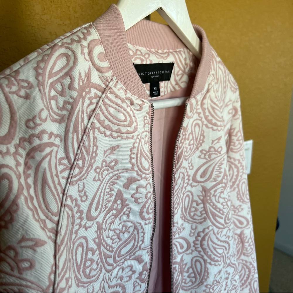 NWT Victoria Beckham Jacquard Blush Paisley Bomber Jacket - Picture 9 of 10